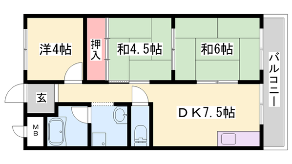 明石駅 徒歩8分 7階の物件間取画像